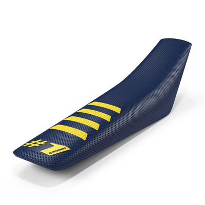 One Gripper Seat Cover - RIBBED Dark Blue/Yellow