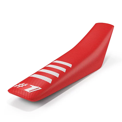 One Gripper Seat Cover - RIBBED Red/white